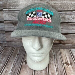 Vintage 1995 NASCAR Goodwrench 400 Michigan Speedway Gray SnapBack Hat Cap NEW
